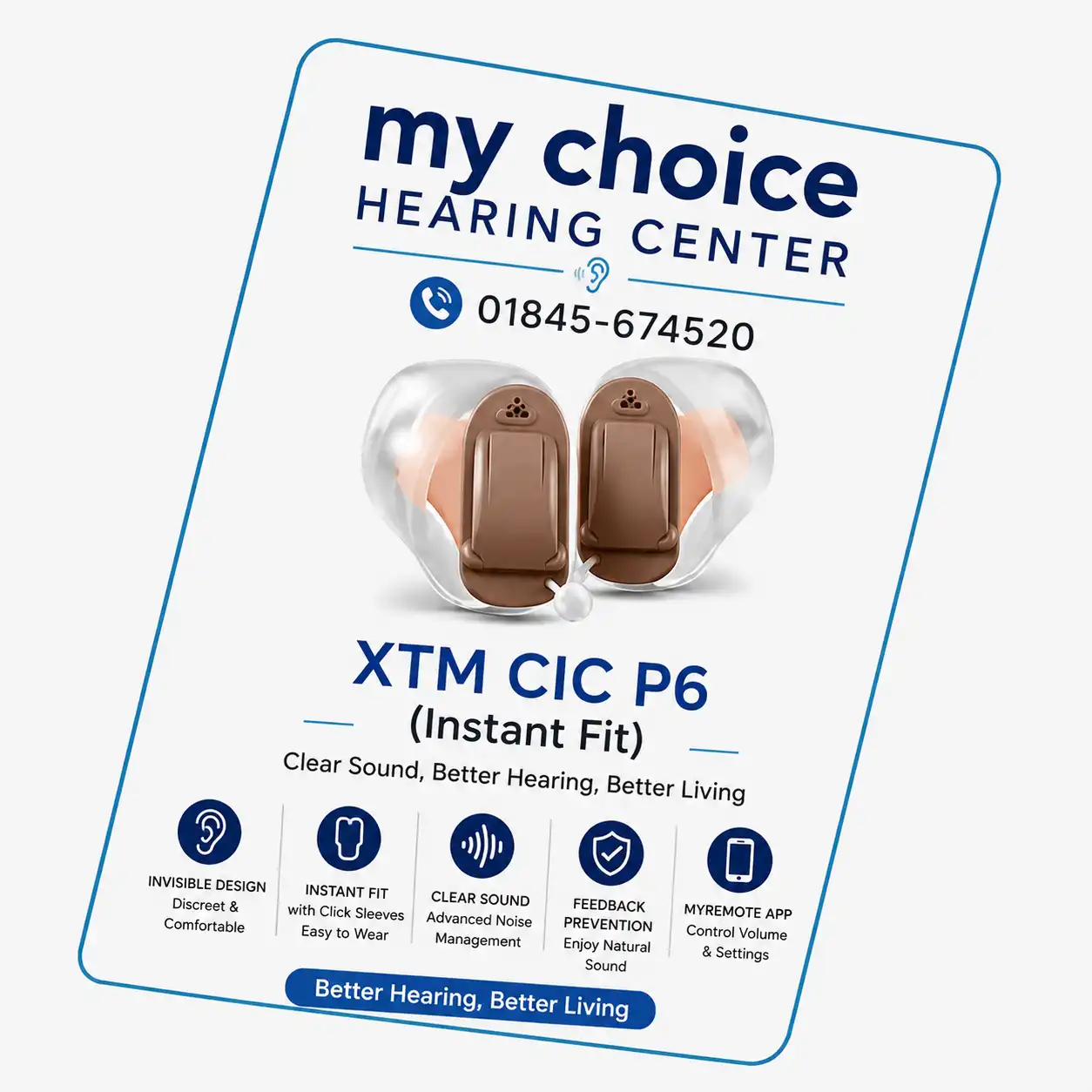 A&M XTM CIC P6 (Instant Fit) Hearing Aid.